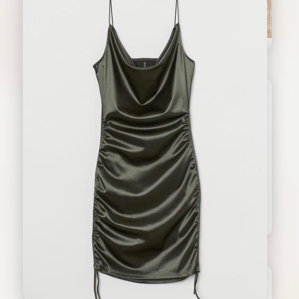 H&M Ruched Satin Style Dress Small NWT